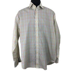 Tailorbyrd Flip Cuff Long Sleeve Shirt Checkered Plaid Men's Size Large